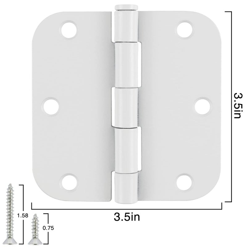 TDCHINGES 3 Pack White Door Hinges 3.5 "" Interior Hardware for Doors 3 1/2 Inch Rounded 5/8 ""Radius Non Removable Pin Bedroom Hinge Bulk Heavy Duty Steel Bisagra De Puerta Blanca Gate Decor Accessories No Squeak - Image 4